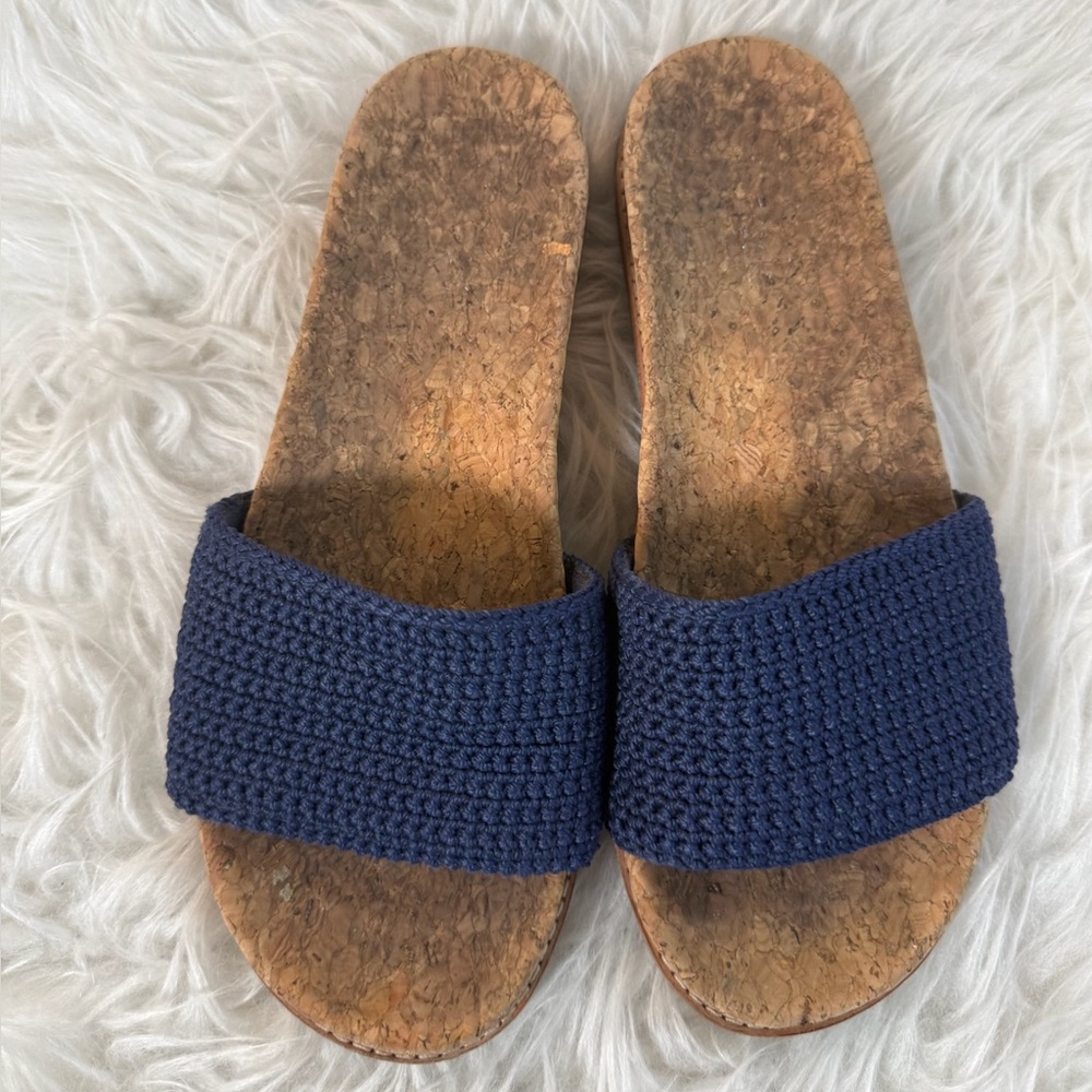 The Sak Women’s Size 7 Mendocino Crochet Slide Sandals Blue